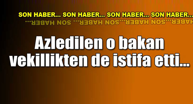 Azledilen o bakan vekillikten istifa etti!